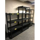 Three sets of plastic shelving