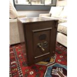 An antique safe by Whitfields of London, with two keys, width 52 cm x height 66 cm,