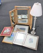 A bamboo and wicker dressing table mirror,