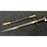 A George V naval officer's dirk in brass and leather scabbard with shagreen hilt