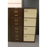 A mid twentieth century art metal four drawer filing cabinet together with one other filing cabinet