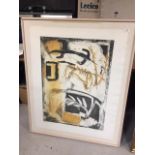 A signed abstract lithographic print.