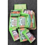 A tray of thirteen boxed Subbuteo teams, English League and international,