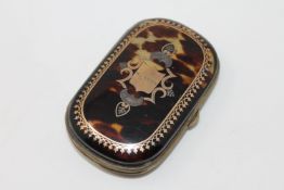 A 19th century tortoiseshell purse with gold and silver inlay