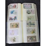 Two large postcard albums containing antique Easter,