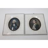 A pair of miniatures of Nelson and Napoleon in bone frames