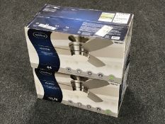 Two boxed Harbor Breeze Mazon brushed nickel finish ceiling fans (as new)