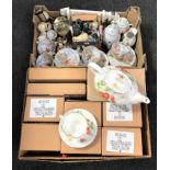 Two boxes of Ringtons Queens tea service, Japanese tea service,