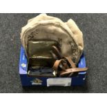 A box containing naval kit bag,
