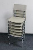 A set of six mid 20th century plastic stacking chairs