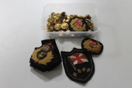 A collection of merchant navy uniform buttons, charente steam shipping company / Harrison line,