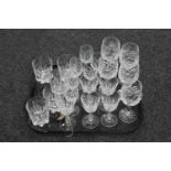 A tray of cut glass wine glasses,
