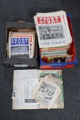 Two boxes containing mid 20th century National Sporting Magazine issues, 1950's F.A.