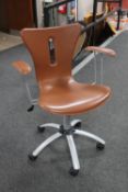 A swivel office chair