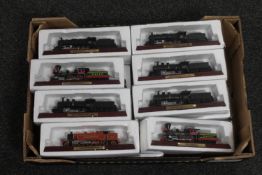 A box of fifteen boxed die cast railway locomotives