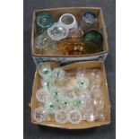 Two boxes of 20th century glass ware,