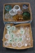 Two boxes of 20th century glass ware,