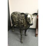 A cast patinated aluminium figure - sheep,