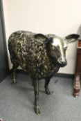 A cast patinated aluminium figure - sheep,