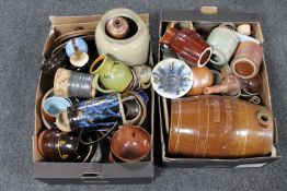 Two boxes containing a large quantity of stoneware