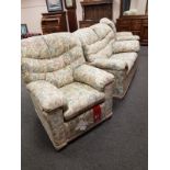 A G Plan three piece lounge suite comprising of two seater settee and pair of reclining armchairs