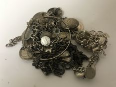 A collection of silver and white metal jewellery