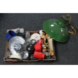 A box of enamelled light fitting,