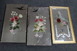 A pair of early 20th century hand-painted bevelled frameless mirrors,