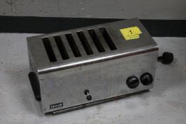 A commercial Lincat stainless steel six-division toaster