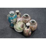 A tray of pair of Japanese Satsuma vases,