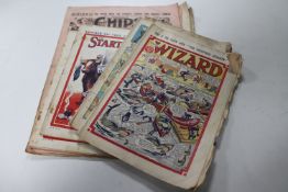 A collection of comics from the 1940's including the Dandy, Beano, Wizard, Tip Top, Chips etc.