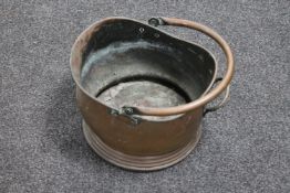 A Victorian copper coal bucket