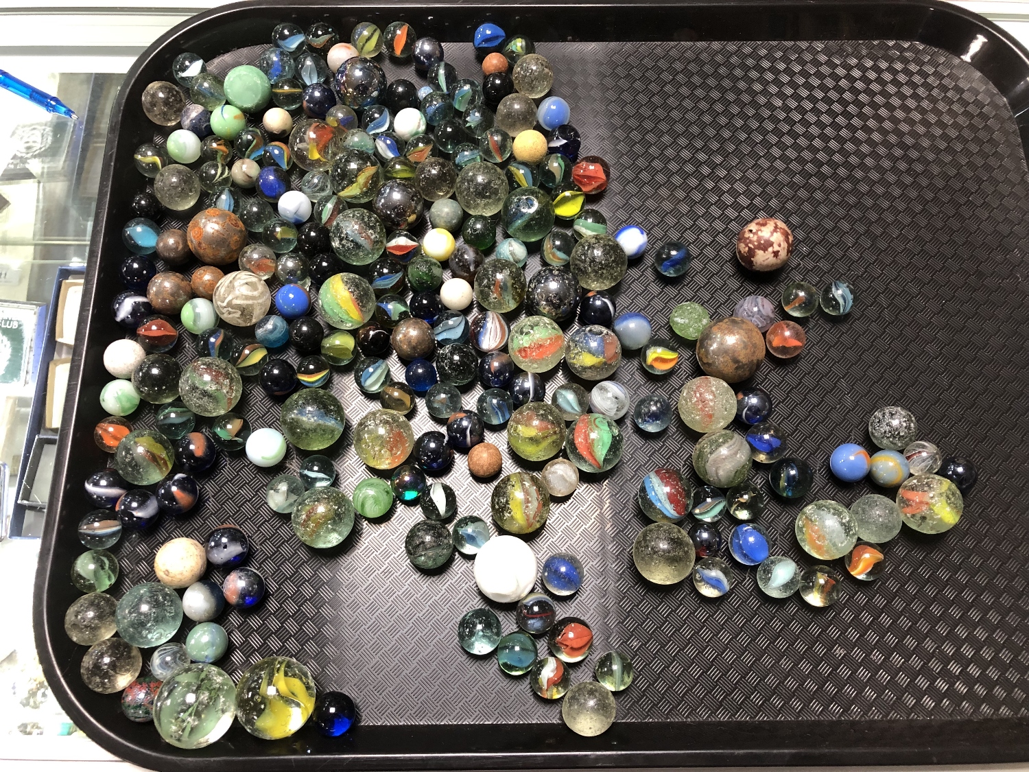 A box of miscellaneous - glass storage jar of marbles, part trinket set, - Image 2 of 4