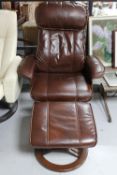 A contemporary brown leather relaxer chair, width 81 cm,