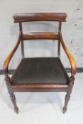 A continental mahogany armchair