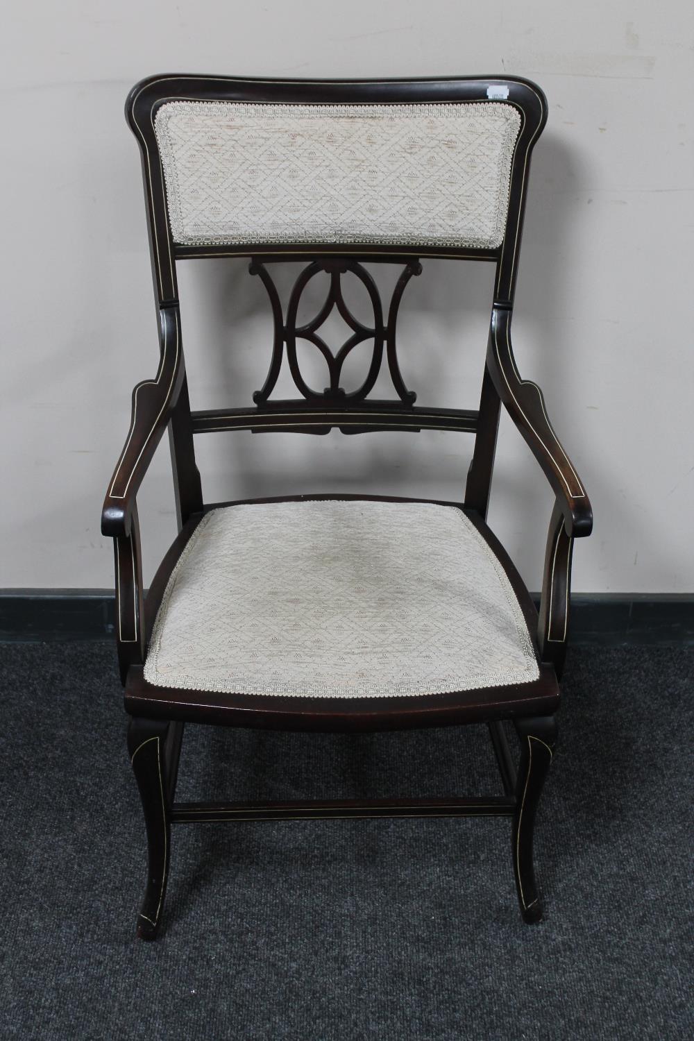 An inlaid mahogany bedroom chair, a jardiniere stand, - Image 2 of 2