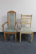 Two oak framed dining chairs