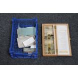 A crate of glass microscope slides