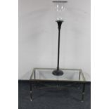 A Maison Jansen style brass glass topped coffee table,