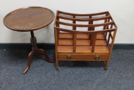 A mahogany tripod table and a Canterbury