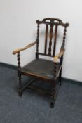 A late Victorian barley twist armchair