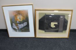 Two 20th century continental abstract colour prints, indistinctly signed in pencil,