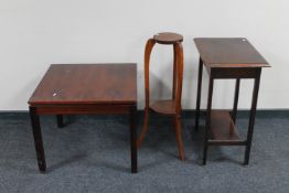 An inlaid mahogany bedroom chair, a jardiniere stand,