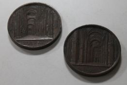 Two bronze medallions - Duomo Di Siena and Firenze.