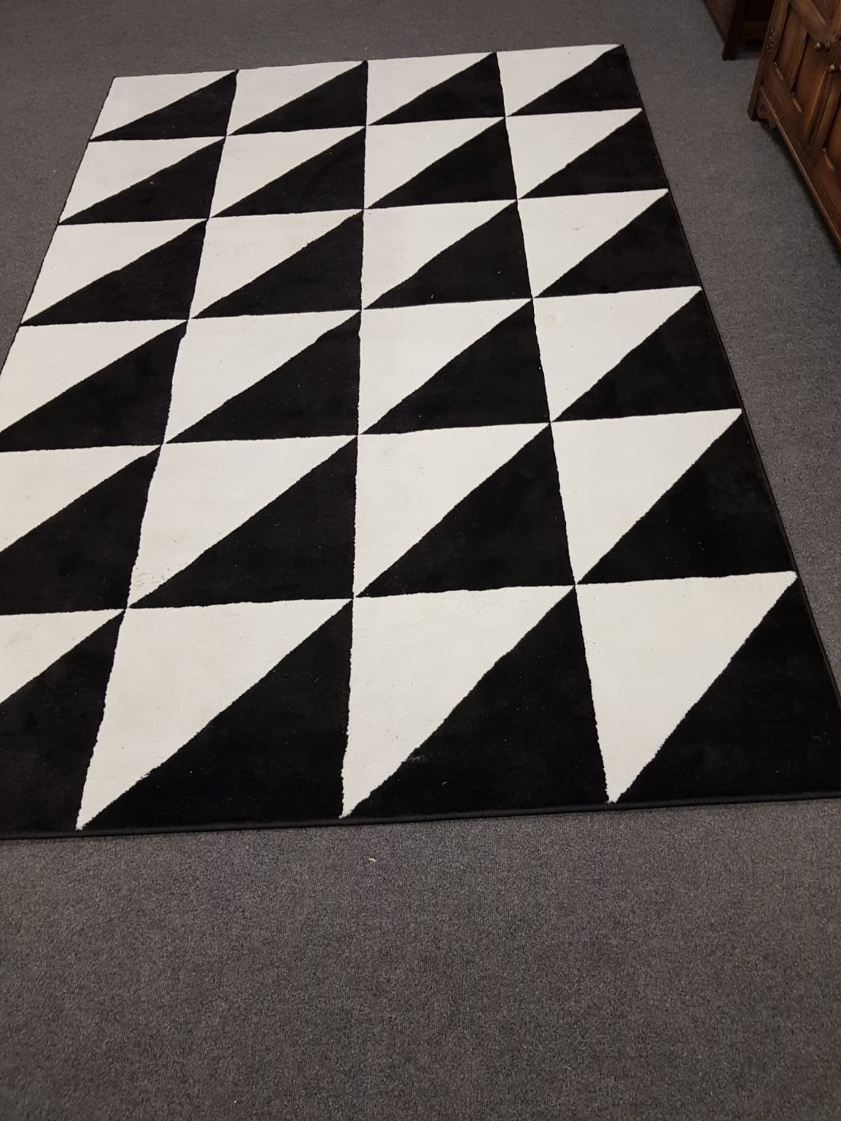 A contemporary black and white carpet,