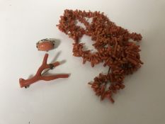 A collection of coral jewellery