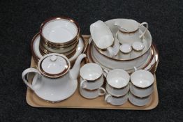 A tray of thirty-eight pieces of Royal Albert Holyrood tea and dinner ware