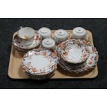 A tray of approximately twenty-nine pieces of late Victorian Wellington tea china