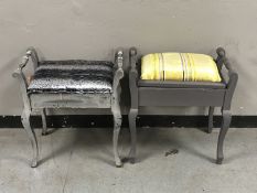 Two painted Edwardian storage piano stools