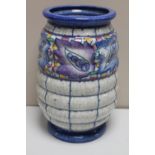 A Charlotte Rhead blue glaze tube-lined vase,